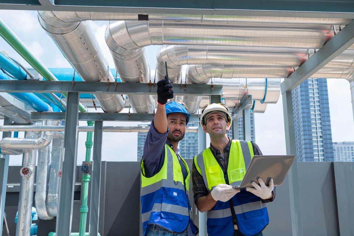 HVAC technicians on a service call